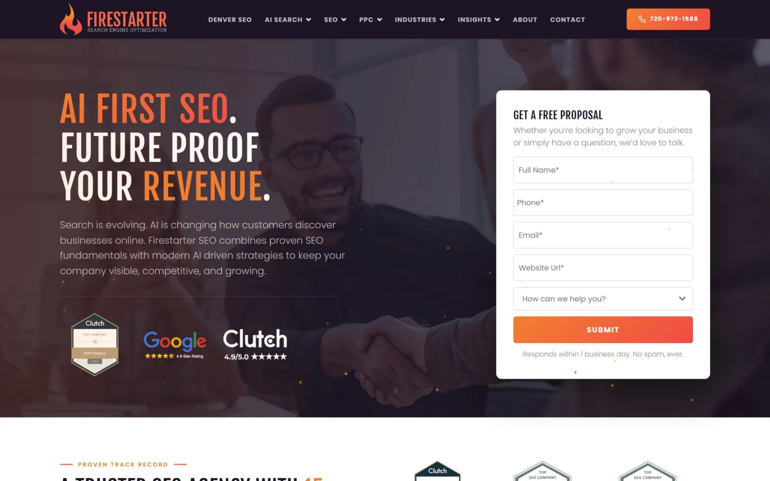 Firestarter SEO homepage on desktop