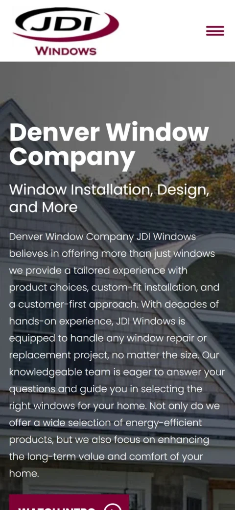 JDI Windows homepage on mobile