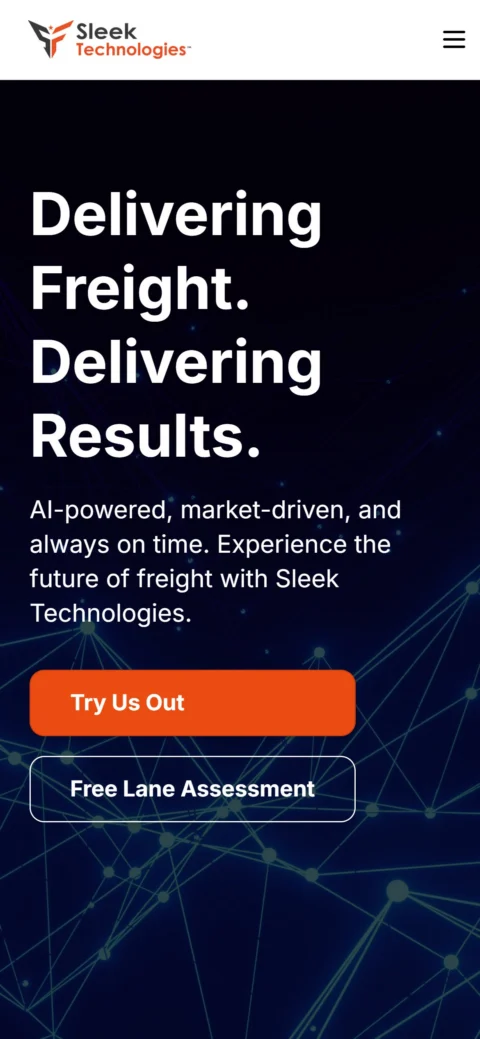 Sleek Technologies homepage on mobile